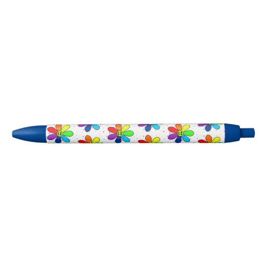 Noir Stylo de fleur d'arc-en-ciel (Devant)