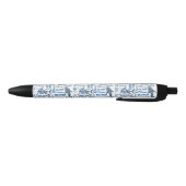 Noir Stylo de nom de garçon personnalisé avec requins (Bas)
