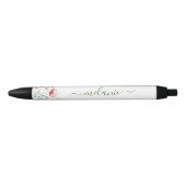 Noir Stylo de nom de script personnalisé Boho Fleurs sa (Devant)