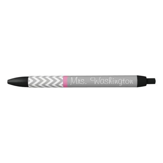 Noir Stylo d'écriture de l'enseignant rose et gris (Devant)