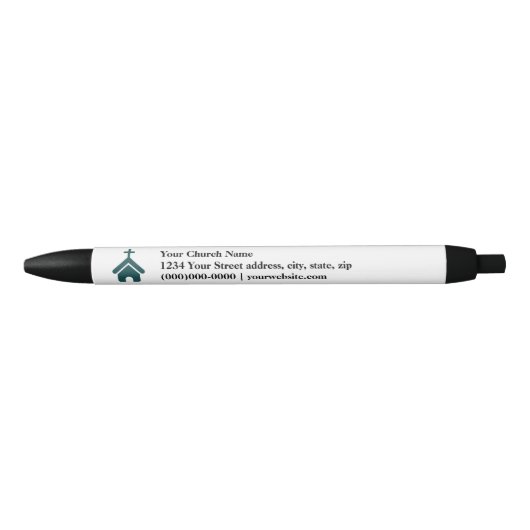 Noir Stylo d'église avec logo (Devant)