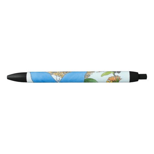 Noir Stylo d'encre de collage papillon mignon (Devant)