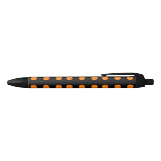 Noir Stylo d'encre noire avec points répétitifs orange (Haut)