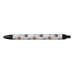 Noir Stylo d'encre noire Poméranie Paw-prints et os de