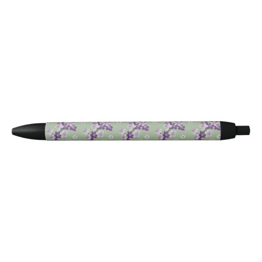 Noir Stylo d'encre pour orchidées violettes délicates (Devant)