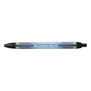 Noir Stylo d'encre texturé en métal d'argent bleu