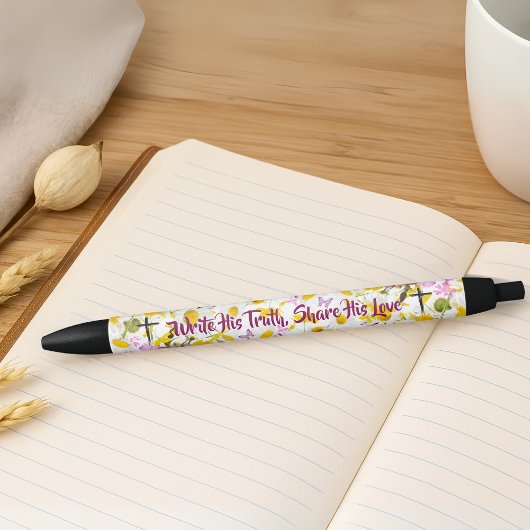 Noir Stylo d'inspiration chrétienne florale