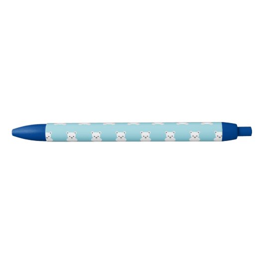 Noir Stylo d'ours en peluche blanc (Devant)