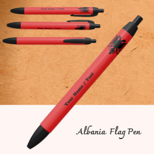 Noir Stylo drapeau albanais, Albanie / Personnalisé
