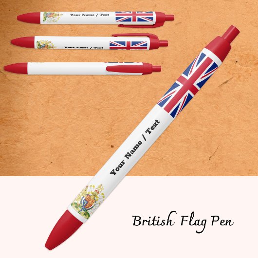 Noir Stylo drapeau britannique, Royaume-Uni / Union Jac