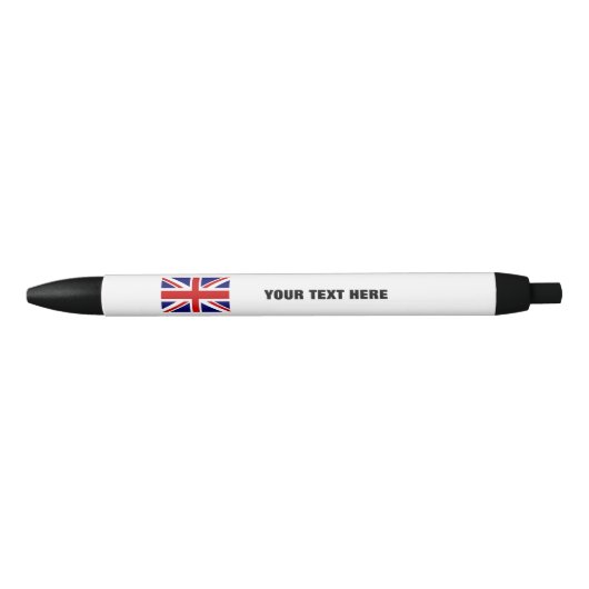 Noir Stylo drapeau Union Jack britannique avec texte pr (Devant)