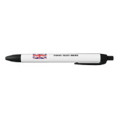 Noir Stylo drapeau Union Jack britannique avec texte pr (Bas)