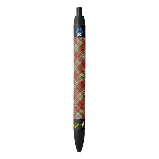Noir Stylo écossais de patte de Saltire de clan de chat (devant Vertical)