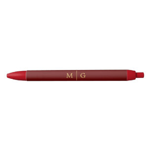 Noir Stylo Élégant avec Monogramme Personnalisé pour le