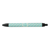 Noir Stylo élégant monogramme avec design perles sarcel (Devant)
