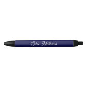 Noir Stylo élégant nom de script blanc sur fond bleu ma (Devant)