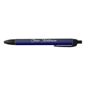 Noir Stylo élégant nom de script blanc sur fond bleu ma (Bas)