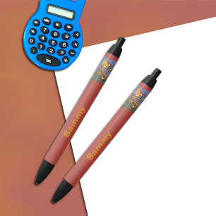 Noir Stylo enfant renard Woodland avec nom