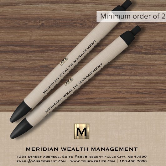 Noir Stylo financier Monogramme sophistiqué