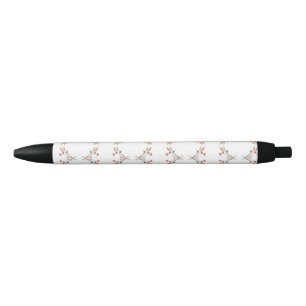 Noir Stylo Fleur sauvage rouge ressort