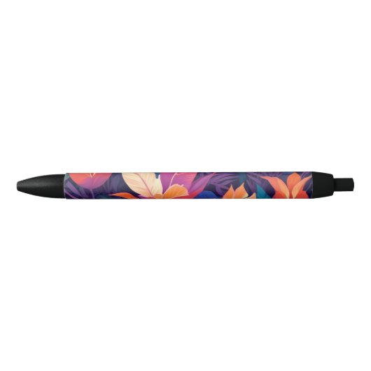 Noir Stylo fleuri coloré (Devant)