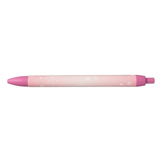 Noir Stylo Flocon de Neige Hiver Rose (Devant)