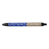 Noir Stylo Flocons de Neige d'Hiver, Noël, Nom Élégant (Devant)