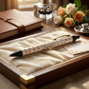 Noir Stylo Floral au Nom Personnalisé Cadeau Élégant Pe