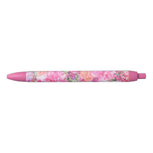 Noir Stylo floral d'aquarelle
