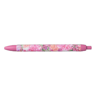 Noir Stylo floral d'aquarelle