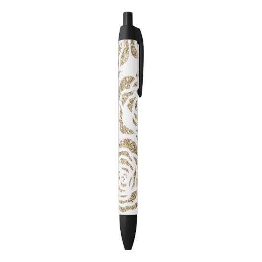 Noir Stylo floral de Faux d'or de roses chics de (Bas (Vertical))
