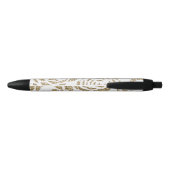 Noir Stylo floral de Faux d'or de roses chics de (Dos)