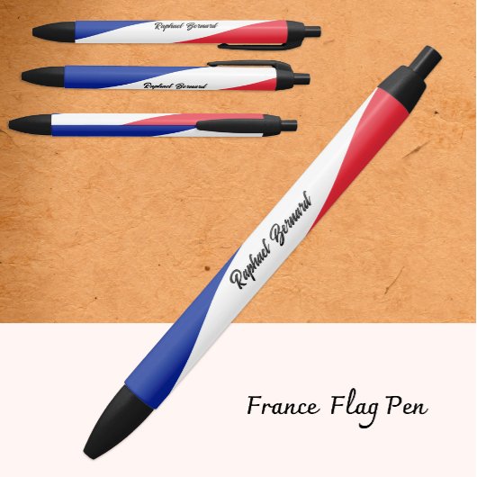 Noir Stylo français personnalisé, Drapeau français, Fra