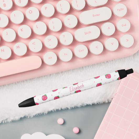 Noir Stylo Fun Fraise Personnalisable