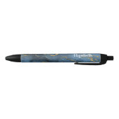 Noir Stylo géode d'agate bleu marine or moderne (Bas)