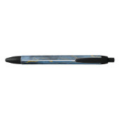 Noir Stylo géode d'agate dorée et bleue marine moderne (Dos)