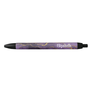 Noir Stylo Géode D'Agression D'Or Purple Moderne