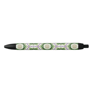 Noir Stylo géométrique floral - Aquarelle violette et v