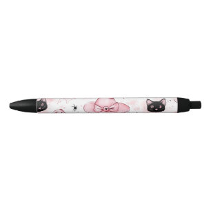 Noir Stylo Halloween Casquettes et chats roses