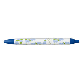 Noir Stylo Hydrangea bleu personnalisé