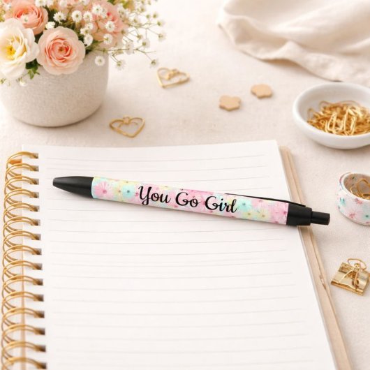 Noir Stylo Inspirationnel rose Floral