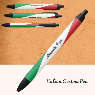 Noir Stylo italien personnalisé, Drapeau italien, Itali