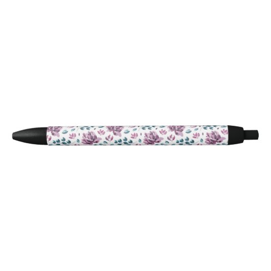 Noir Stylo Mariage couleur d'aquarelle violet Peony (Devant)