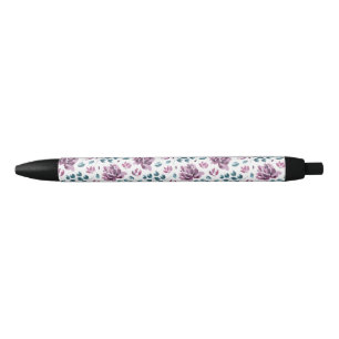 Noir stylo mariage fleur aquarelle pivoine violette