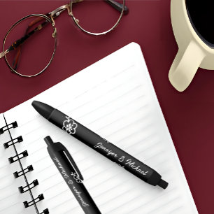 Noir Stylo Mariage Monogramme personnalisé Favoris