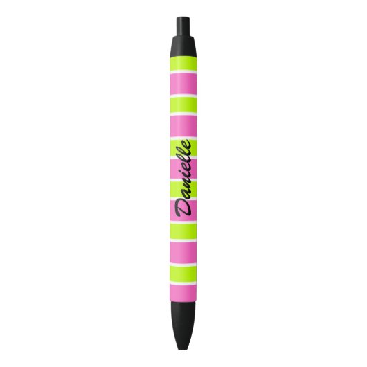 Noir Stylo Monogramme Rose et Lime Chaud (devant Vertical)