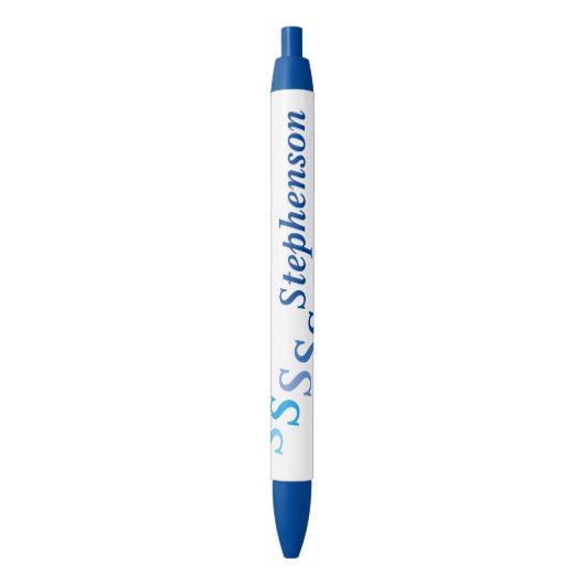 Noir Stylo - Nom et initiale étagée en bleu (devant Vertical)