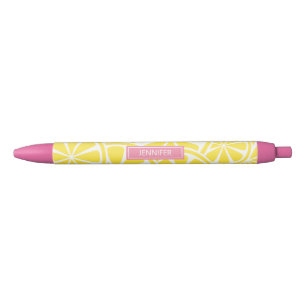 Noir Stylo nommé personnalisé par tranches jaunes