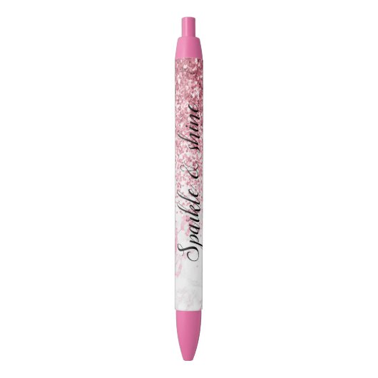 Noir Stylo Parties scintillant Marbre blanc rose (devant Vertical)