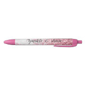 Noir Stylo Parties scintillant Marbre blanc rose (Bas)
